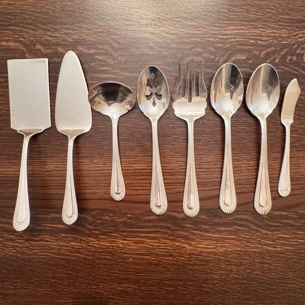 Wallace Wickham Stainless Serving Pieces Lot Lasagna Pie Server Gravy Ladle 8pc